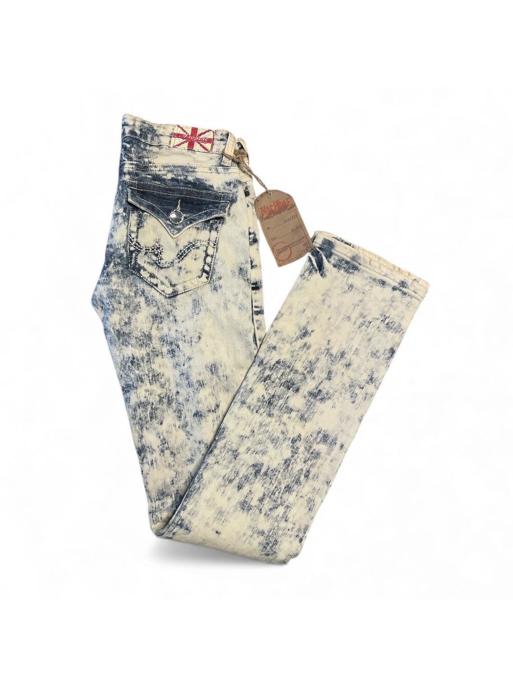 Y2K Bleached Denim Rhinestone Embellished Jeans size 29